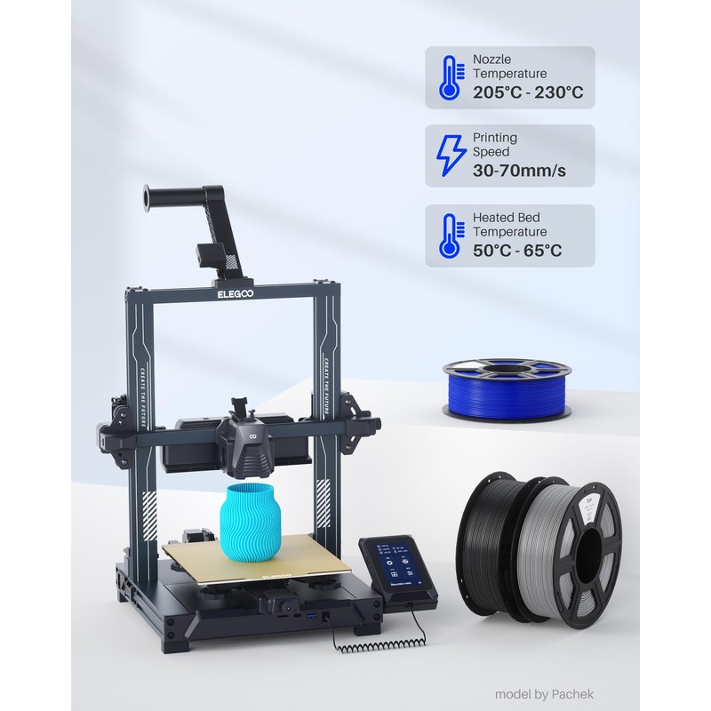 ELEGOO ELEGOO PLA+ Filament 1.75mm Space Gray 1KG, Tough PLA