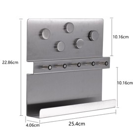 LuHeToz Stainless Steel Key and Letter Holder with Magnetic Memo Board, 5 Key Hooks and 5 Magnets, Silver