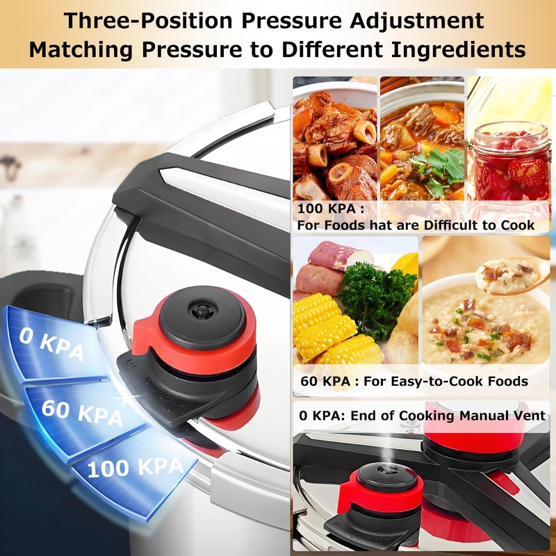 KILOGORGE Pressure Cooker 10 QT,Pressure Canner,304 Stainless Steel Pressure Cooker,One-Hand