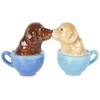Set Of 1 Kissing Puppies in Tea Cup Salt and