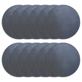 Homewear Morgan Faux Leather Set of 12 Placemats, 15" Round, Navy, Heat Resistant, Stain Resistant, Non-Slip, Reversible, Durable Table Mats for Kitchen, Dining Table, Indoor Washable Use