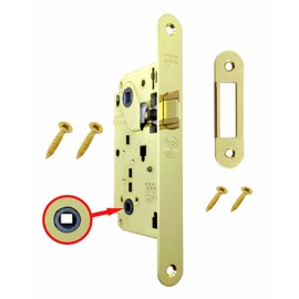 AGB Internal Door Lock Recessed Bathroom Accessory for Bathroom WC series CENTRO (FRONT 22x196, LATCH, BRASS POLISHed)