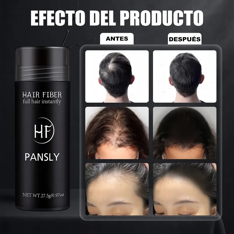 Polvo De Fibra Capilar Negro Cubre Raz De Cabello Calvicie