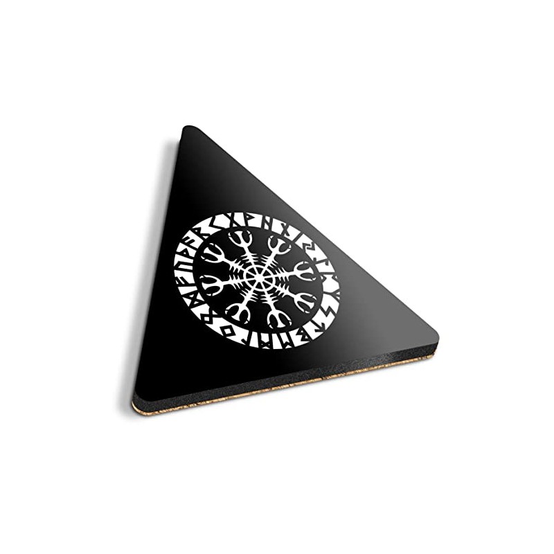 1 x Triangle Coaster - Greek Rune Design Cork Backed
