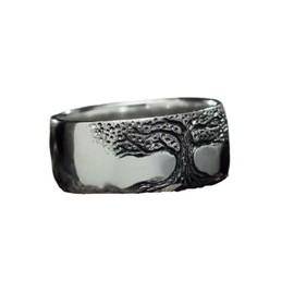 DOCCESTU Tree of Life Ring Stainless Steel Engraved Stamp Men's Protection Eternal Talisman Jewelry Religious Vintage Ring, Size 9, Stone, Sodalite