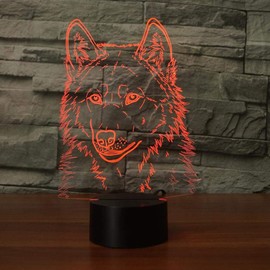 Kreative 3D Wolf Nacht Licht Lampe USB Power Fernbedienung 7/16 Farben Amazing Optical Illusion 3D LED Lampe Formen Kinder Schlafzimmer Geburtstag Weihnachten Geschenke