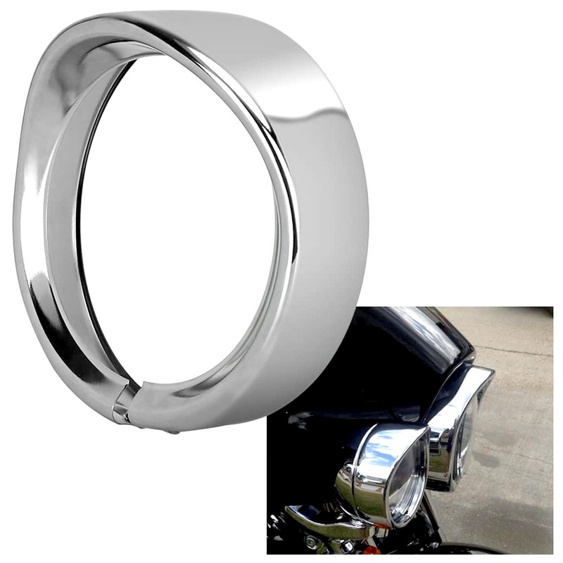 7in Silver Headlight Trim Ring Motorcycle Light for Touring Road