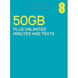 EE EE 50GB Data Sim includes £20 pre-paid credit, 50GB Data, Unlimited Minutes & Unlimited Texts