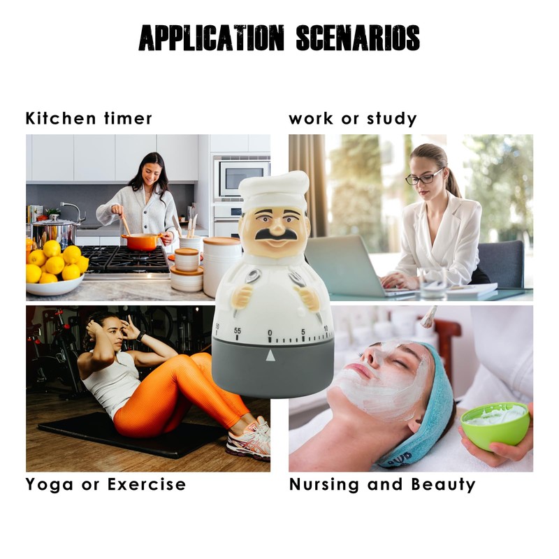 Taikemeti Kitchen Timer Mechanical Cooking Timer Countdown 1-60Min,Cute Chef Timer