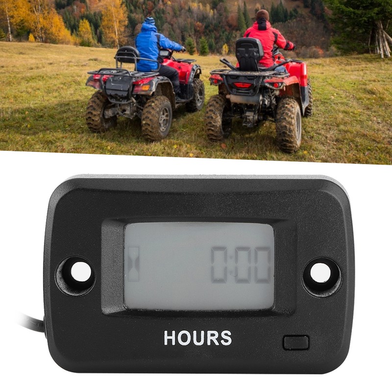 Engine Hour Meter Digital LCD Display Gauge Vibration Activated Waterproof