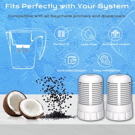 Alkaline Water Filter Replacement for Seychelle Dual-Filter 64 oz and Water Filter Pitcher 32 oz pH Enhancing Filtration, Compatible with Alexapure Pitcher, 4 PCS