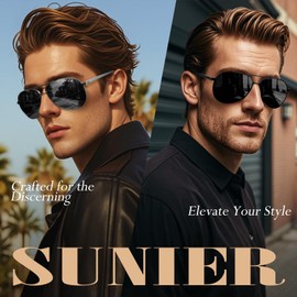 Sunier Sunglasses Mens Polarised,Ultralight Al-Mg UV400 Mens Shades for Driving Fishing Running