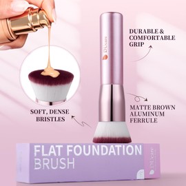 Foundation Brush,Flat Top Kabuki Brush Synthetic Professional Makeup Brush Liquid Blending Mineral Powder Buffing Stippling Makeup Tools,Purple