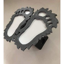 Stickysight.com Bigfoot Sasquatch Hairy Foot in 3D - White Foot Grey Hair - 2 inch Trailer Hitch Cover - Big Foot Urban Myth