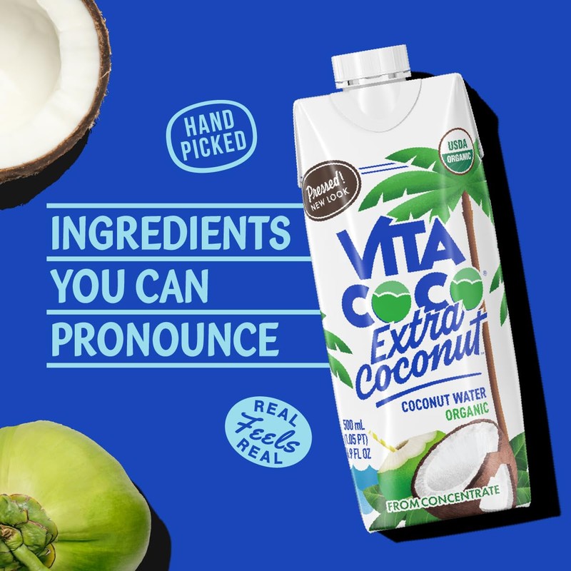 Vita Coco Organic Coconut Water, Pressed, More "Coconutty" Flavor, Natural