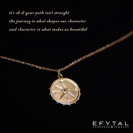 EFYTAL Inspirational Gifts for Women, Sterling Silver or Gold Plated Studded Compass Necklace, Retirement Gifts for Women, Friendship Necklace, Farewell Gifts for Coworkers, Gold Plated, No Gemstone