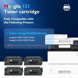 Meagiis 121 Black Toner Cartridge High Yield 4-Pack Compatible Replacement for Canon 121 CRG-121 CRG121 Toner Cartridge Work for Canon imageCLASS D1620 D1650 1620 1650 Printer