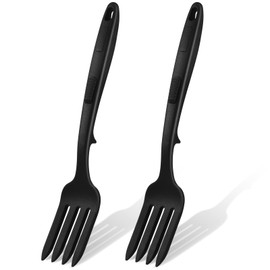 2 Pcs Silicone Flexible Fork 11.6 Inch Silicone Fork Heat Resistant Cooking Fork Large Fork Kitchen Non Stick Fork Ultimate Fork for Mix Ingredients, Mash Food, Whisk Eggs, Baking(Black)