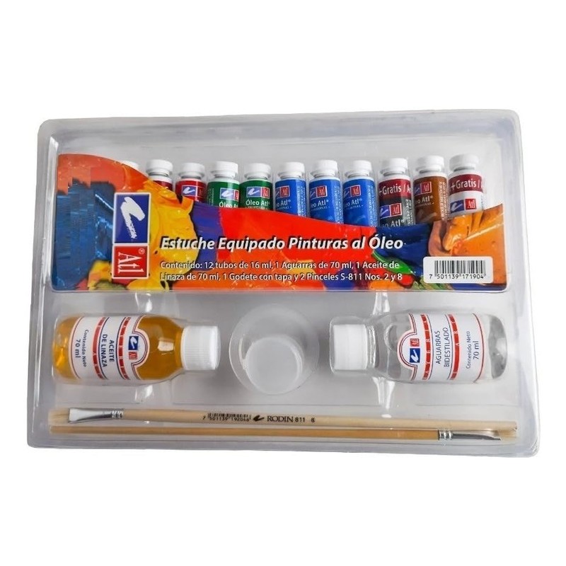 Estuche Para Pintura en Oleo con 12 Pinturas de 16ml