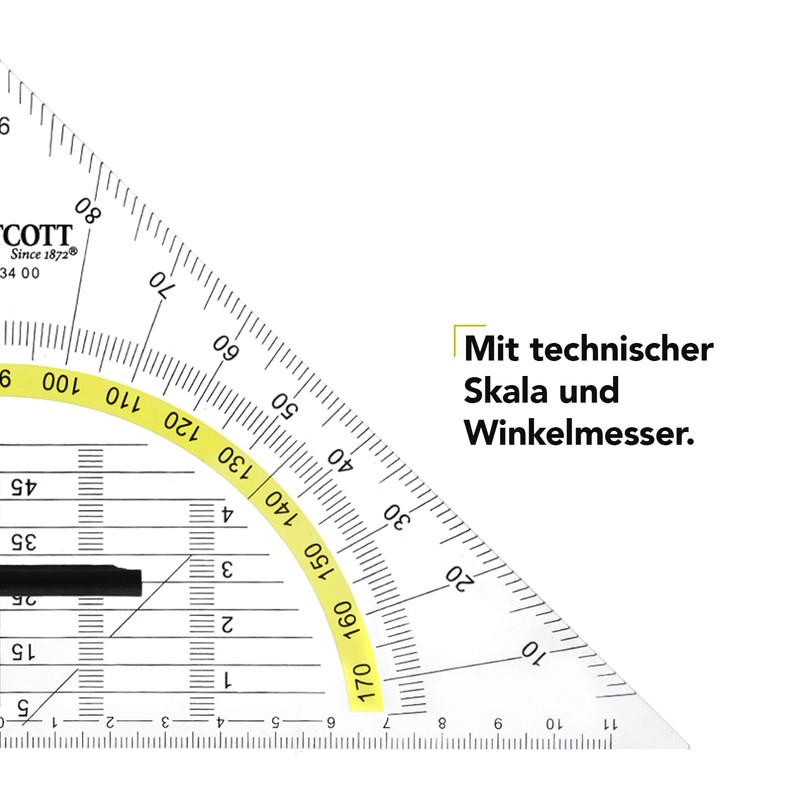Westcott Set Square, Plastic, 14 cm, Transparent, Other Styles Available