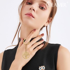 TEAMER Stainless Steel Chai Symbol Necklace Star of David Pendant Hebrew Blessing Jewish Amulet Jewellery for Women Men, Stainless Steel