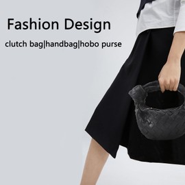 Small Knotted Hobo Bag for Women Fashion Dumpling Top Handle Handbag Soft PU Leather Purses 2025 Black