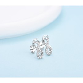 Stud Earrings Silver 925 Earrings Infinity Stud Earrings Gold with AAA Zirconia for Men and Women 12 mm Silver Earrings Jewellery Infinity Gifts for Girls, White Gold