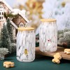 Potchen 2 Pcs Christmas Icon Glass Cups 16.9 oz Gingerbread