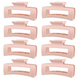 TOCESS Hair Claw Clips for Women - 8PK Large Neutral Matte Square Jumbo Hair Clips for Thick, Thin, Long, Short, Curly Hair Girls, Big Jaw Clip Set for Daily Use (Rosewater Pink)