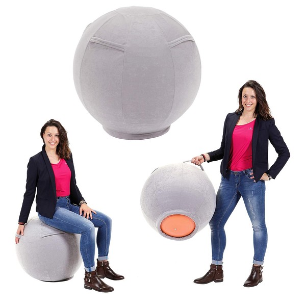 Sport-Thieme Cover for sitting ball, carrying straps for easy transport, for balls with a diameter of 53 - 70 cm, without seat ball, various sizes available, grey, cotton