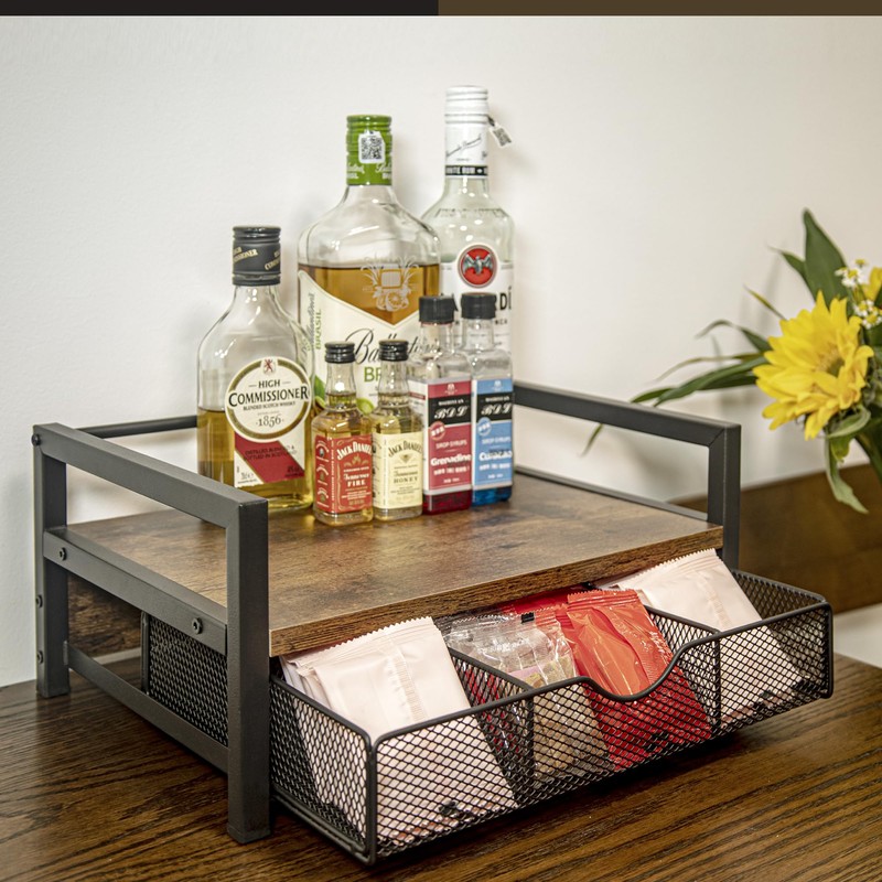 OIHYA Tea Bag Organizer with 6 Compartments Storage Drawer for