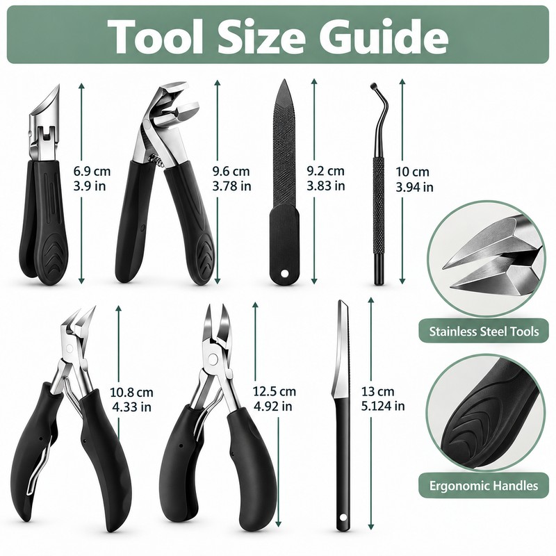 7-Piece Stainless Steel Nail Care Set for Manicure & Pedicure