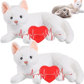 Shappy 2 Pcs Heartbeat Cat Calming Doll Stuffed Plush Warm Pillow Heart Shaped Replacement Soother Red Heartbeat Simulator for Cat Kitten Dog Anxiety Relief Sleep