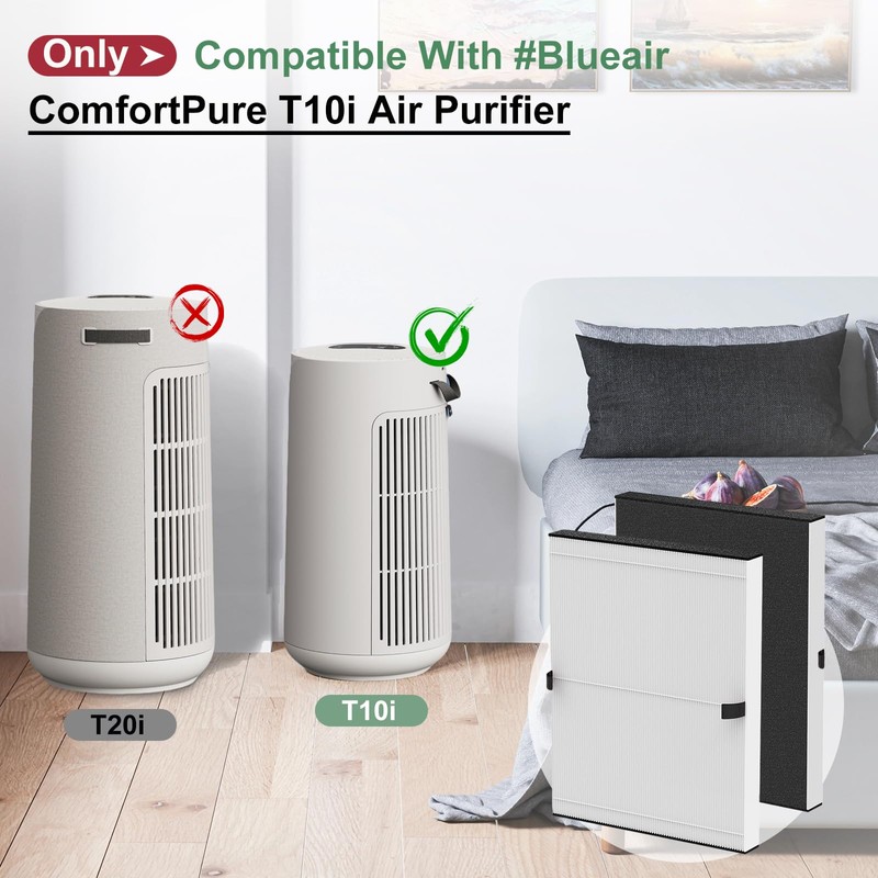 Luripid 2 Pack T10i Replacement Filter, Compatible with Blueair Comfortpure