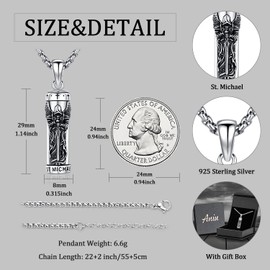 Aniu Cremation Jewelry for Ashes S925 Sterling Silver Urn Necklace Memorial Necklace for Human Ashes of Loved Ones Keepsake Pendant for Men Women (St Michael-A)
