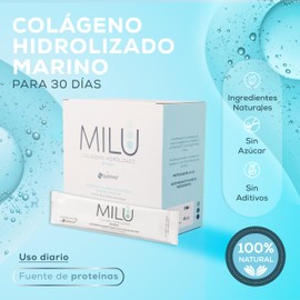 MILU | Colágeno Hidrolizado Marino - Granulado | Suplementos Alimenticios Sin Sabor - Sin Olor - Sin Azúcar | Piel, Cabello y Uñas | Sobres individuales de 8 g (1 caja)