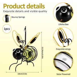 CHENBOOW Bee Decorative Solar Light, Bee Fairy Lights, Solar Lights for Outdoor Garden, Solar Hanging Bee Decoration for Outdoors, Hanging Lamps, Solar Bee Animals Lights, for Yard, Patio, Porch