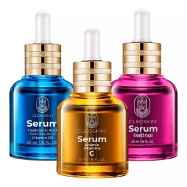 Cleoskin 3 Sueros Faciales Serum Vitamina C Ácido Hialurónico Retinol