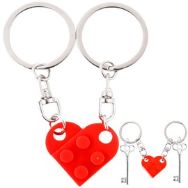 DILUSILK 2 Brick Heart Keyring Heart Keychain - Matching Couples Keychain Keyring His and Hers Engagement Gifts Keyring for Anniversary Christmas Birthday
