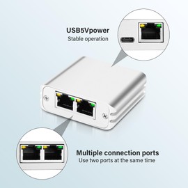GINTOOYUN 2-in 1-Out RJ45 Network Manual Switch Selector 1-in 2-Out Bidirectional Switch Box 2 Port RJ11 RJ12 Manual Sharing Telephone Switch Box