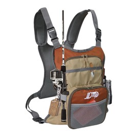JLDTOP Fly Fishing Chest Pack, Lightweight Small Fishing Backpack, Fishing Chest Pack with Multi-Compartment, Small Fishing Bag Fits up to 4 Tackle/Fly Boxes (Orange + Gray)