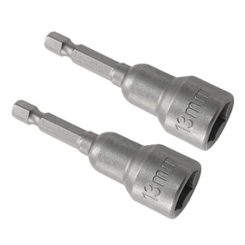 Cjueiom 2pcs 1/4" Quick-Change Hexagon Socket, 13mm Metric Nut Drivers Hex Shank Magnetic Nut Setter Driver Drill Bit Set, 65mm Length Nut Extractor Socket Set for Electric Screwdriver Handle Tools