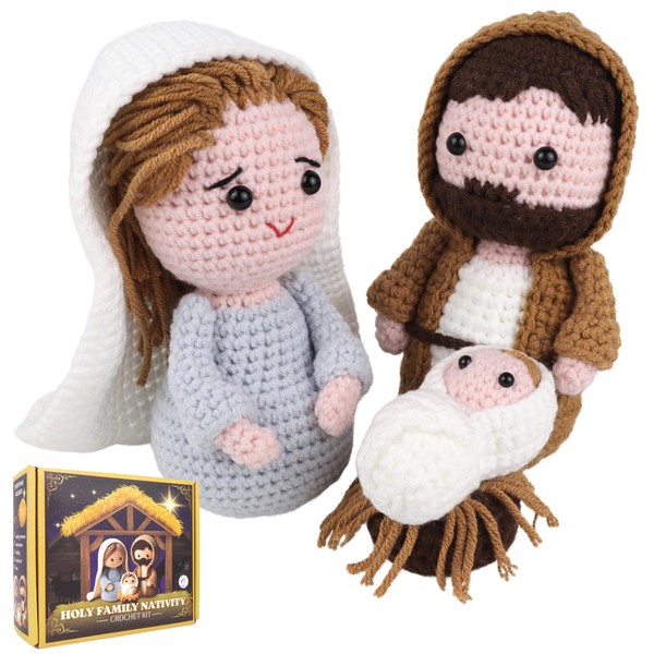 Mad Mags Holy Family Nativity Crochet Kit, Starter Kit with