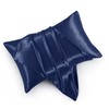 HommxJF Navy Blue Satin Pillowcases with Zipper （20x26）,Standard Size Pillowcases