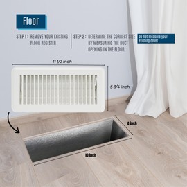 [10 Pack] Fits 4x10 and 10x4 Duct Opening | Floor Register with Louvered Design by Handua | Heavy Duty Walkable Design with Damper | Floor Vent Grille | Easy to Adjust Air Supply Lever | Off White