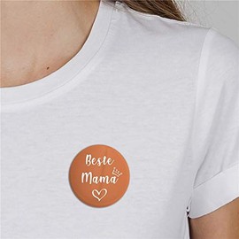 Hellweg Druckerei Button Badge Best Mum Heart Love Crown Mum Mother Badge Gift Idea Badge Pin, Metal