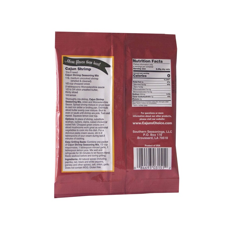 Cajun Shrimp Seasoning Mix .3 oz Cajun's Choice Louisiana Foods