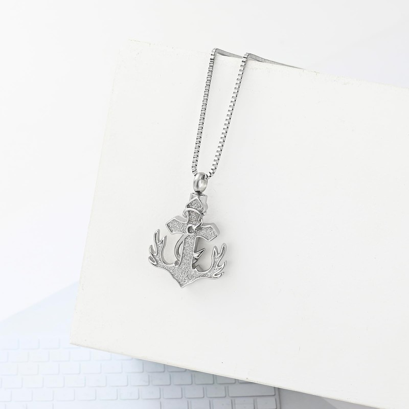 Cross Urn Necklace for Ashes of Loved One Deer Antler