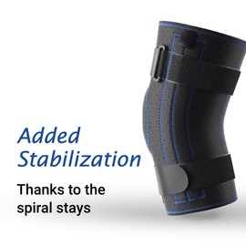 Actimove Sports Edition Knee Stabilizer Adjustable Horseshoe and Stays with Coolmax AIR Technology – Pain Management for Runner's Knee, Patellar Instability – Left/Right Wear – Black, (Small)