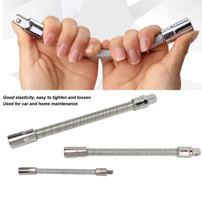 3PCS Flexible Extension Rods Wrench Socket Universal Connecting Rod for
